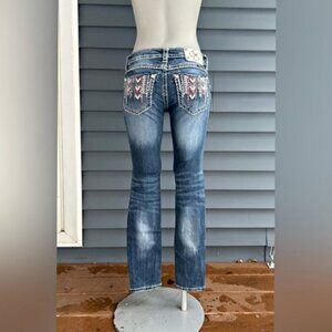 Miss Me Stretch Denim Aztec Embellished Ankle Skinny Jeans~26~
